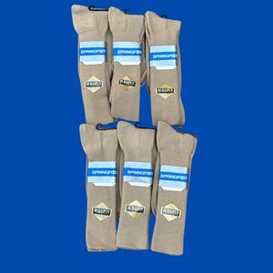 Vtg 1980s Lot 6 prs Springfoot Socks DuraSpun Beige USA Men 10-13 Acrilan Nylon